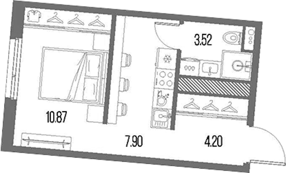 Квартира студия 26.5 м², 6/10 эт., ЖК «LEGENDA Васильевского»